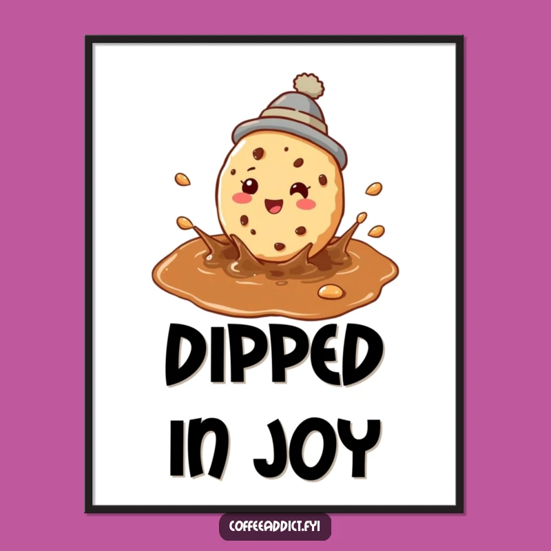 Funny Cookie Coffee Poster: Perky Splashy Art for Kitchen Decor