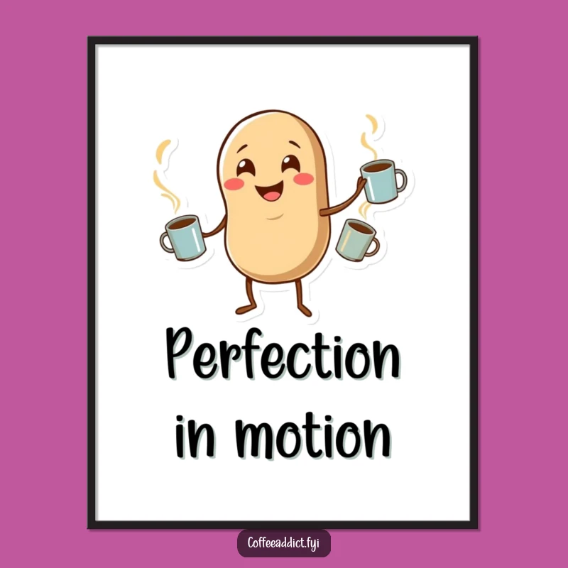 Funny Coffee Bean Juggling Poster Whimsical Art for Coffee Lovers