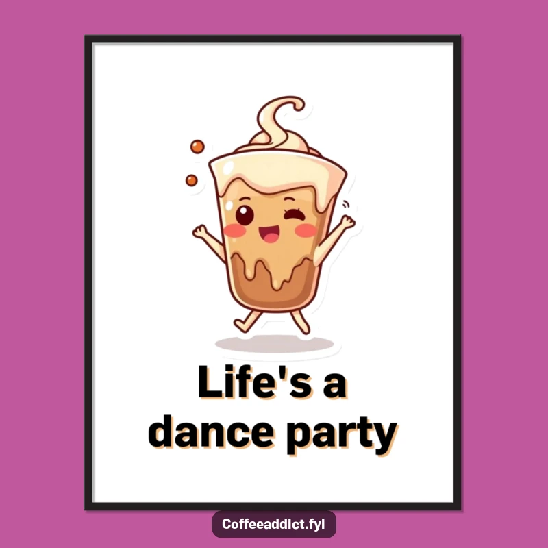 Funny Coffee Drip Poster - Dancing Character Art, Whimsical Wall Decor