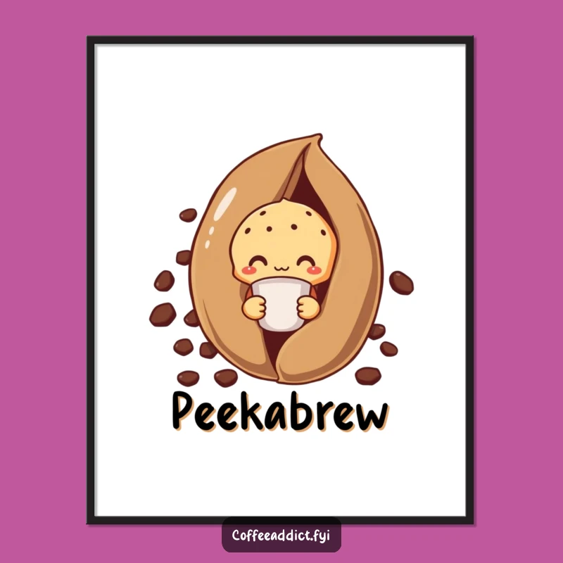 Funny Shy Muffin Poster: Coffee Bean Art for Cozy Decor