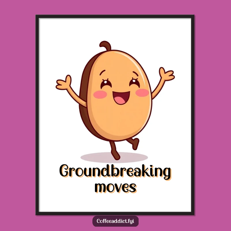 Funny Coffee Bean Cartwheel Poster: Vibrant Bean's Spin Art, Motivational Funny Gift