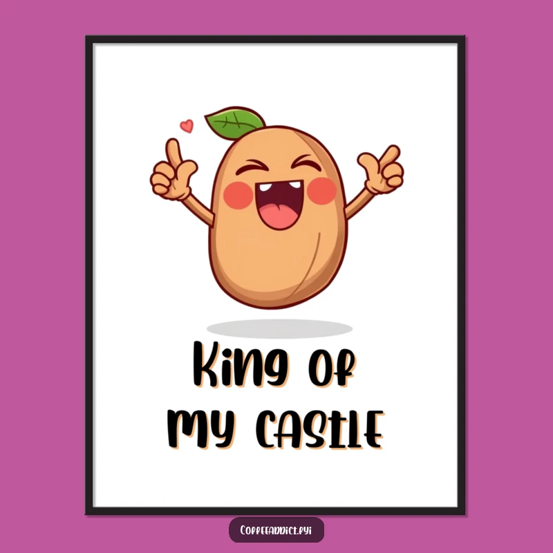 Funny Coffee Bean Poster - Triumphant Roar Art, Bold Wall Decor