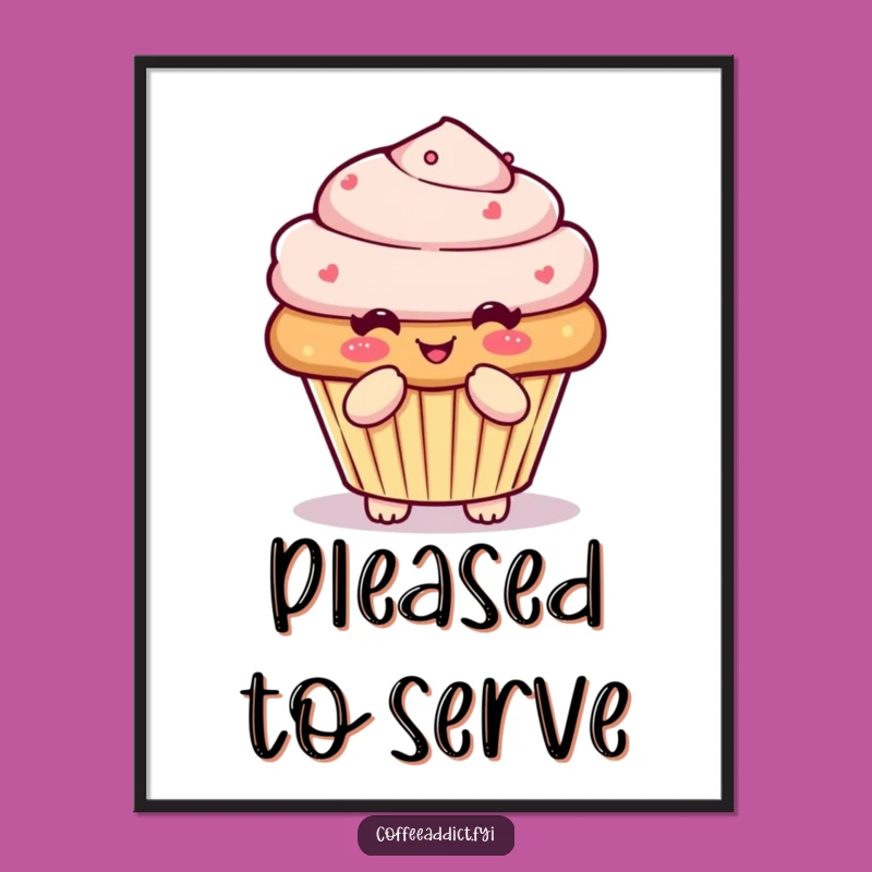 Funny Kawaii Muffin Poster: Bowing Character Art for Sweet Walls