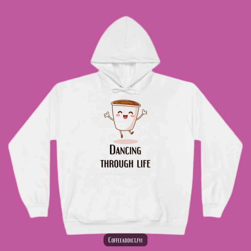 Cozy Funny Coffee Cup Dance Hoodie for Warm & Humorous Vibes