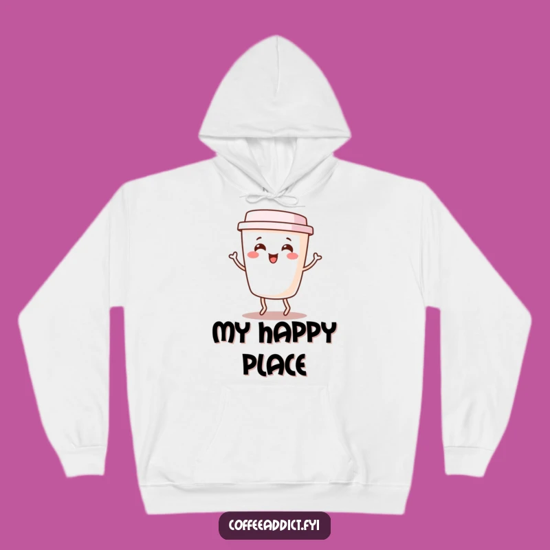 Cozy Funny Kawaii Coffee Cup Hoodie - Dancing Spirit, Warm Gift