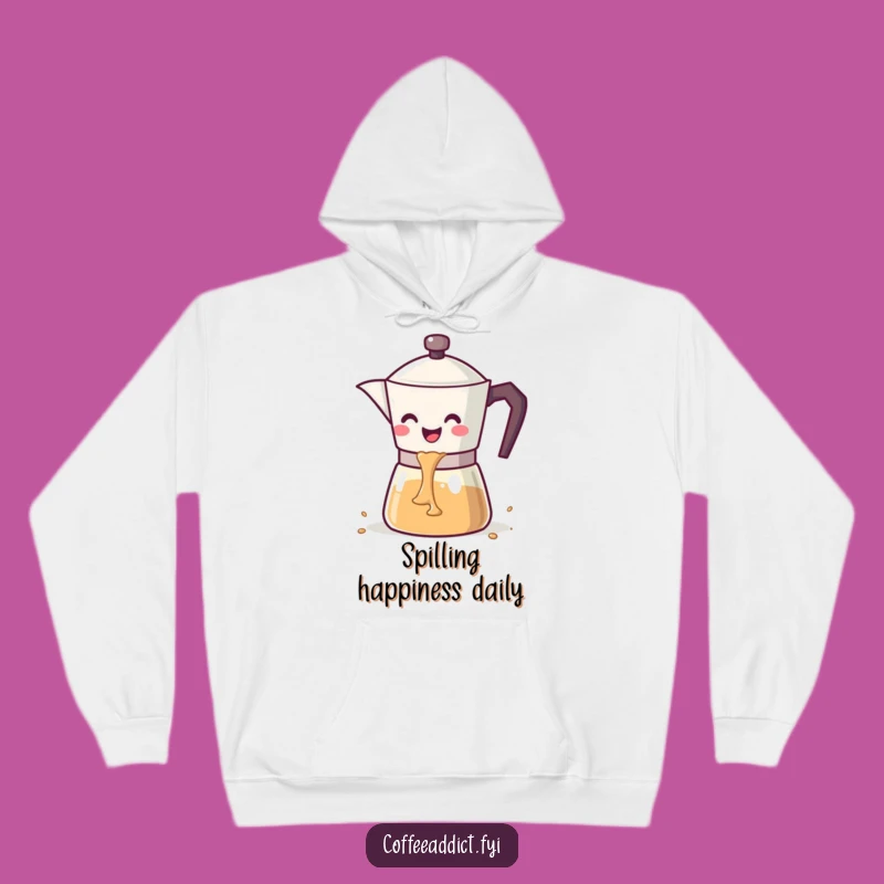 Cozy Funny Kawaii Coffee Pot Hoodie: Happy Pouring Comfort Gift