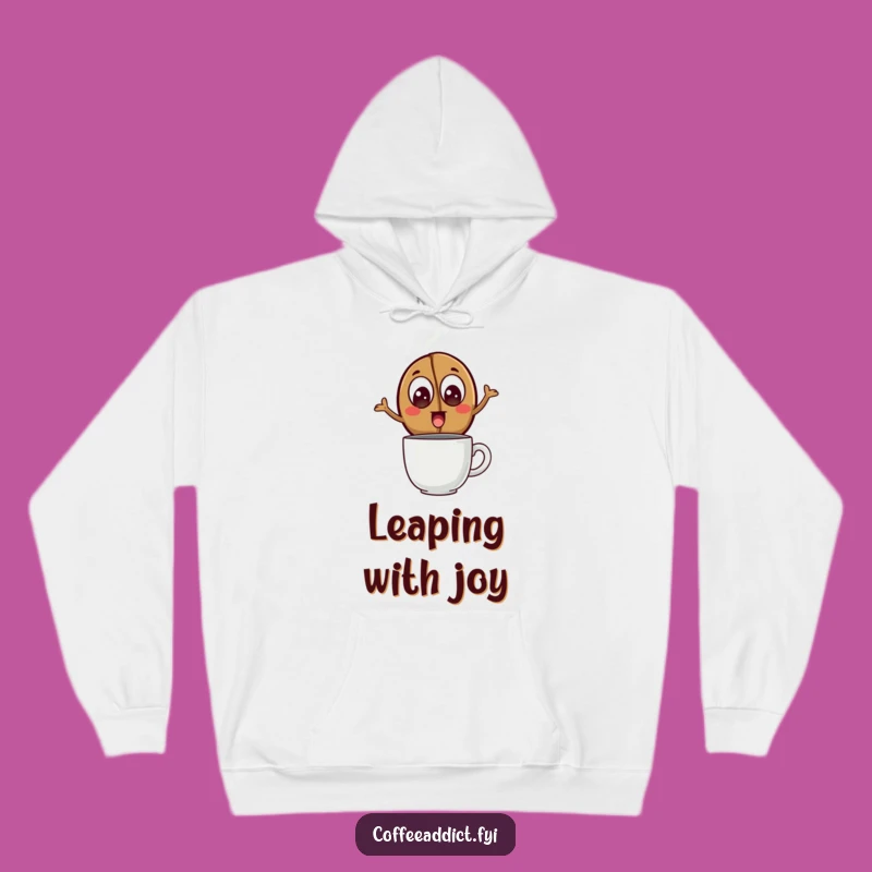 Funny Coffee Bean Leap Hoodie: Cozy Excited Bean Wear, Warm Funny Gift