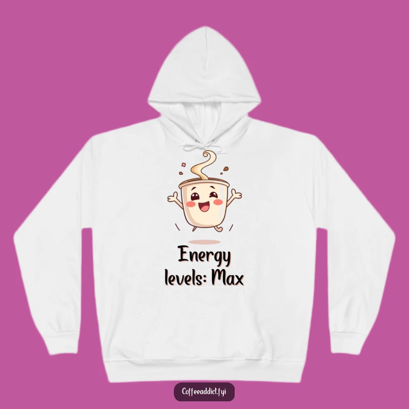 Funny Excited Coffee Cup Hoodie: Cozy Up with Caffeine Energy, a Warm Funny Gift