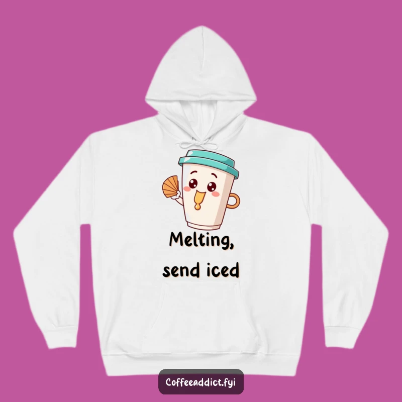Funny Fanning Coffee Cup Hoodie, Cozy and Hilarious Warm Wear for Coffee Enthusiasts