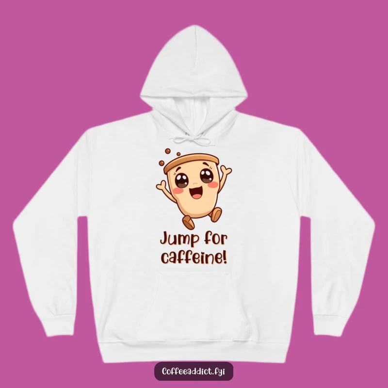 Funny Kawaii Coffee Leap Hoodie - Cozy and Cute Apparel for Happy Vibes