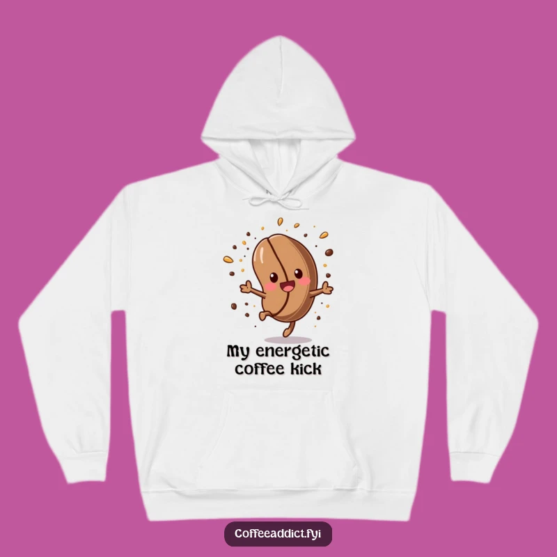 Cozy Funny Kawaii Coffee Bean Hoodie: Energetic Somersault for Warm Coffee Humor