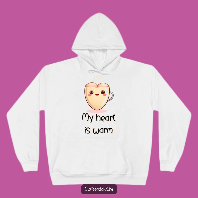 Cozy Funny Kawaii Latte Heart Hoodie - Warm Glow, Comfort Gift