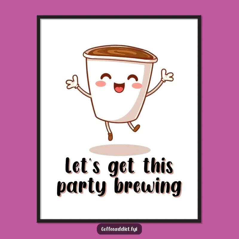 Free Printable Wall Art: Dancing Coffee Cup, Funny Downloadable Art for Your Kitchen Decor
