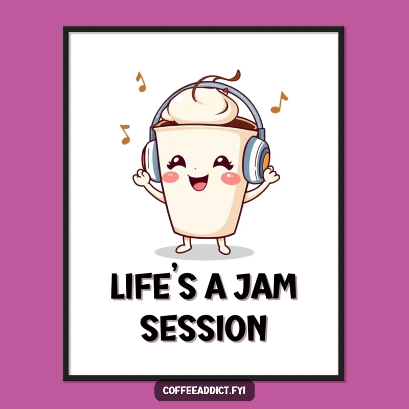 Free Printable Wall Art: Funny Grooving Coffee Cup Downloadable Decor for Your Kitchen