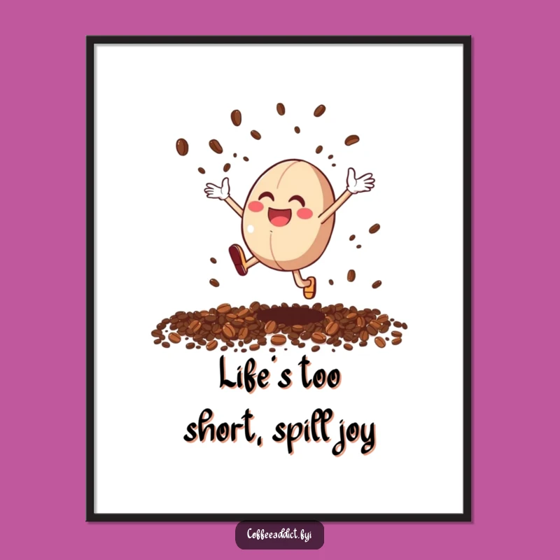 Free Printable Wall Art: Joyful Coffee Bean Leaping Downloadable Decor for a Lively, Coffee-Themed Space