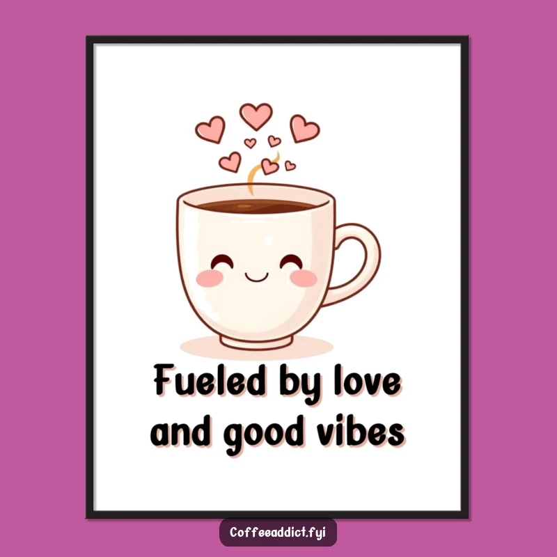 Free Printable Wall Art: Happy Dancing Coffee Cup with Heart Steam!