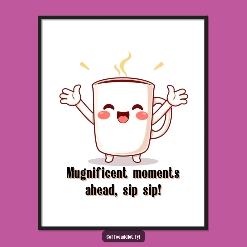 Funny Free Printable Wall Art: Joyful Kawaii Mug - Quirky Downloadable Decor