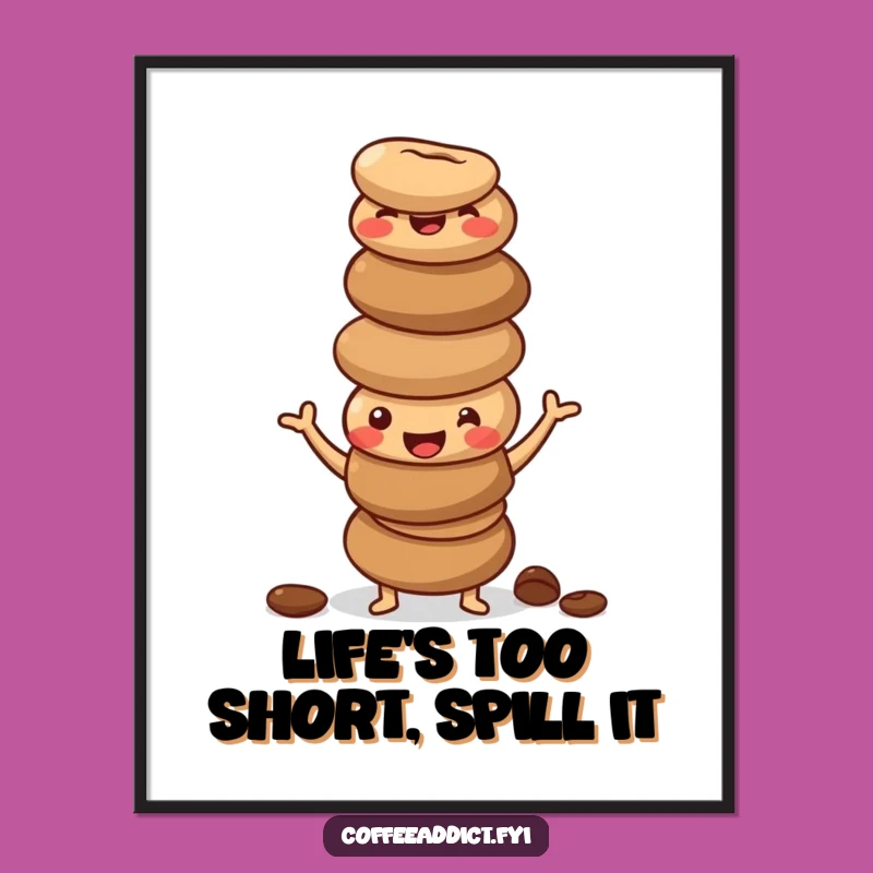 Funny Free Printable Coffee Bean Wall Art - Wobbly Pose Downloadable Decor