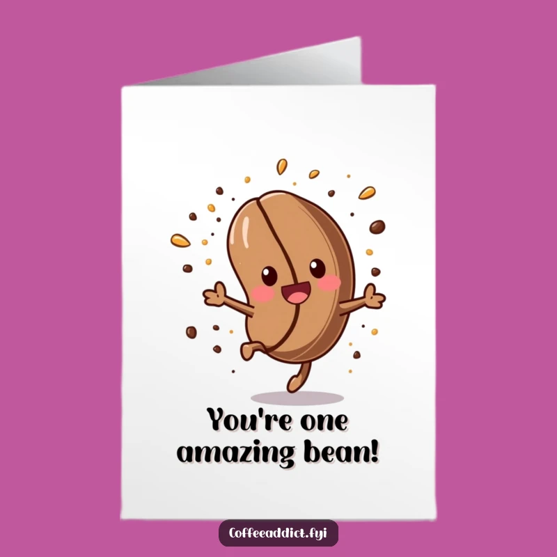 Free Printable Congrats Card: Kawaii Coffee Bean Somersaults Success, Downloadable Gift