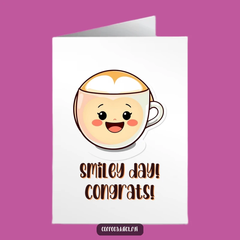 Free Printable Congrats Card: Smiley Latte Art, Cheerful Success, Downloadable Celebration