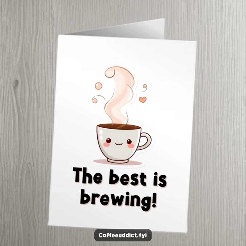 Funny Free Printable Congratulations Card: A coffee cup peeks from a cloud of steam, offering warm wishes for success. A cute downloadable greeting.