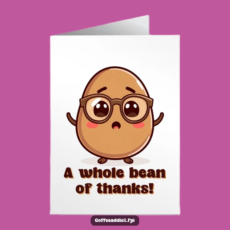 Free Printable Thank You Card: Astonished Bean Kawaii - Funny Downloadable Gift