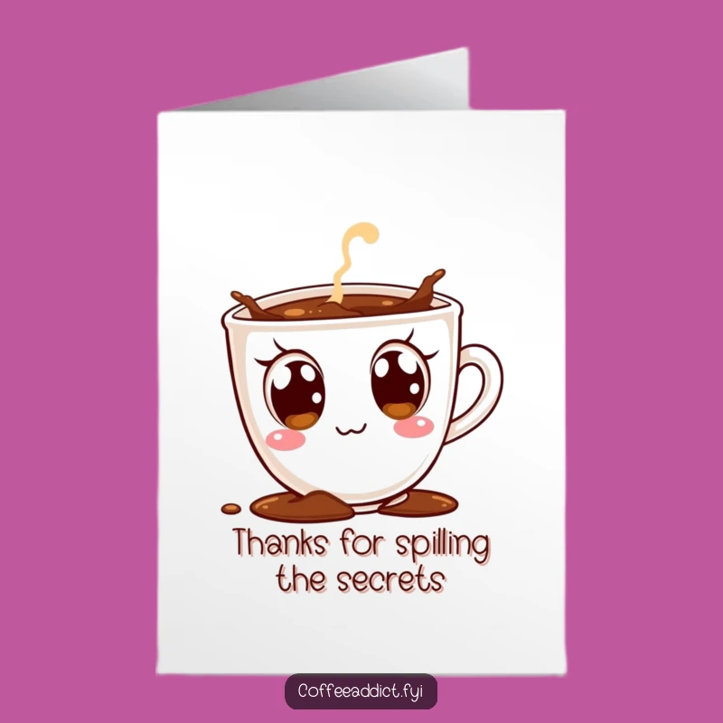 Free Printable Thank You Card: Excited Coffee Cup Spilling Gratitude Gift