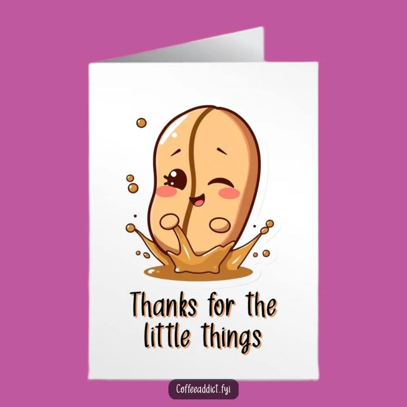 Free Printable Thank You Card: Winking Coffee Bean Splash Digital Gift