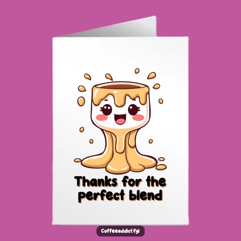 Free Printable Thank You Card: Kawaii Coffee Drip Cascade - Funny Downloadable Gift