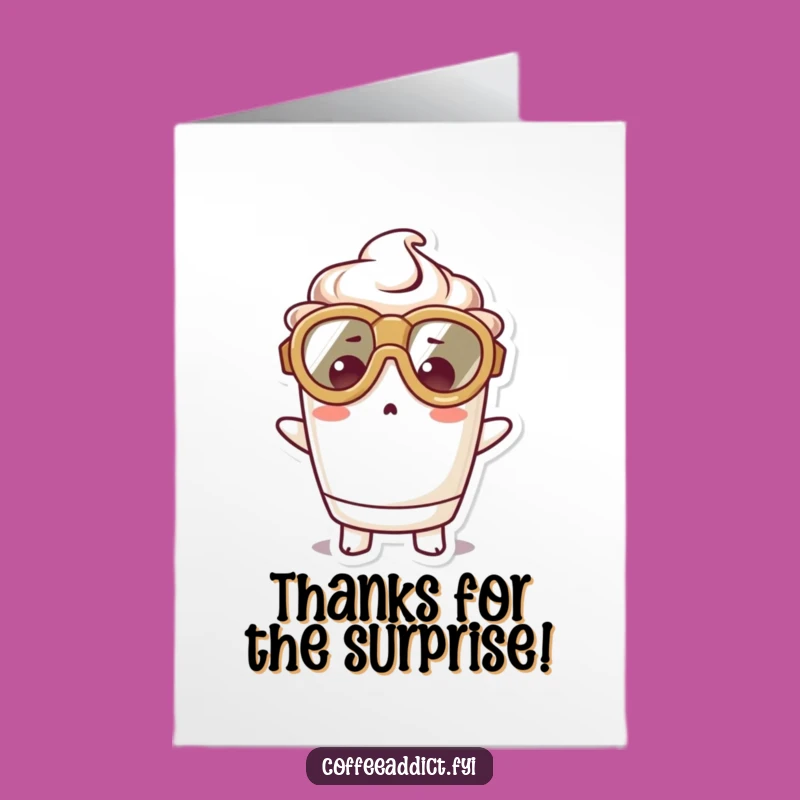 Free Printable Thank You Card: Surprised Kawaii Cup, Hilarious Downloadable Gift for Coffee Lovers