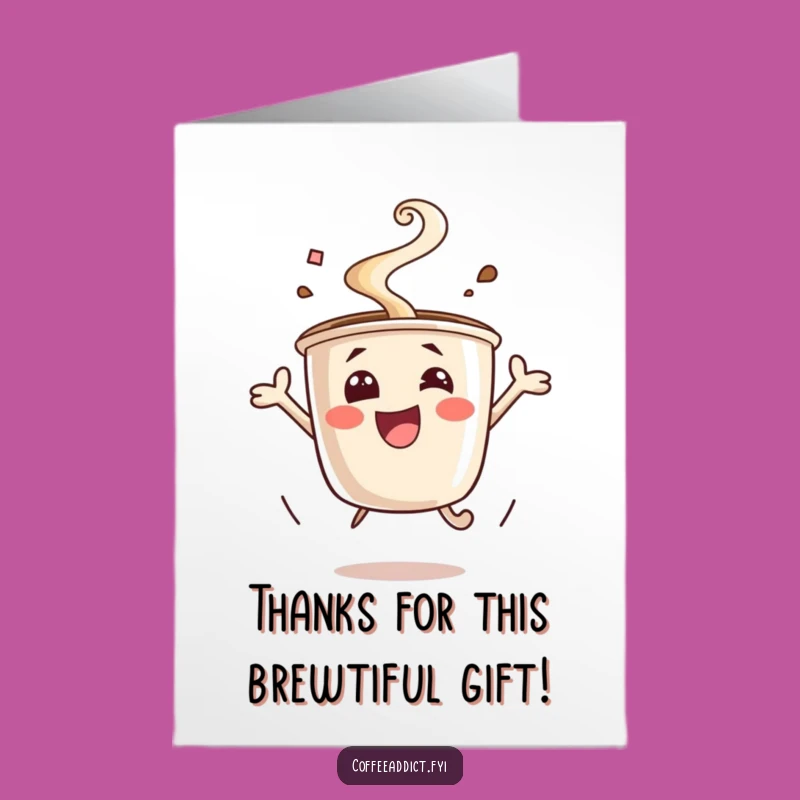 Free Printable Thank You Card: Excited Coffee Jump Funny Downloadable