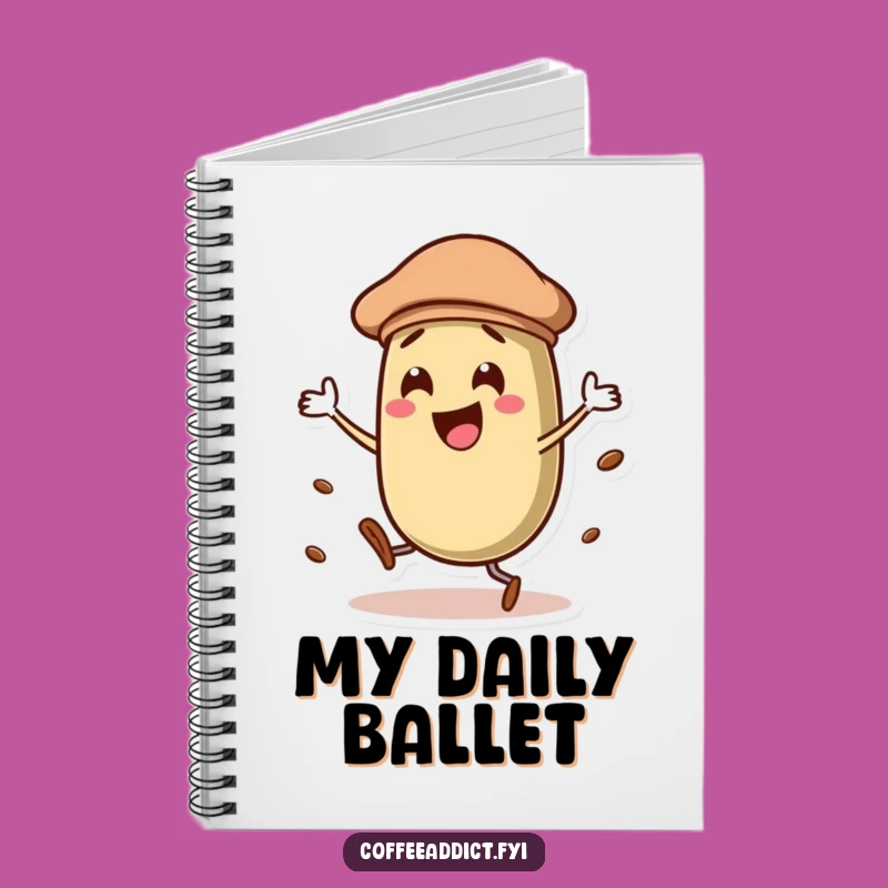 Funny Dancing Beret Coffee Bean Notebook, Artistic Journal for Creative Thoughts