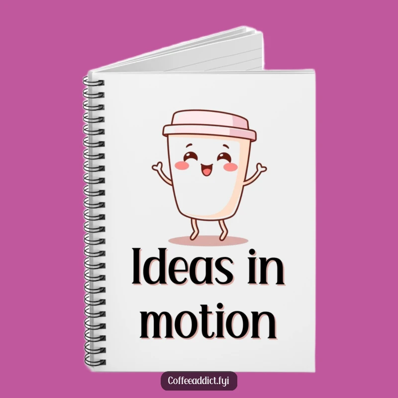 Funny Kawaii Coffee Cup Notebook - Dancing Ideas, Creative Gift