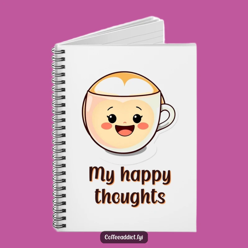 Funny Kawaii Latte Art Notebook, Cheerful Smiley Gift for Ideas