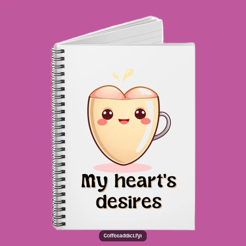 Funny Kawaii Latte Heart Notebook - Warm Thoughts, Creative Gift