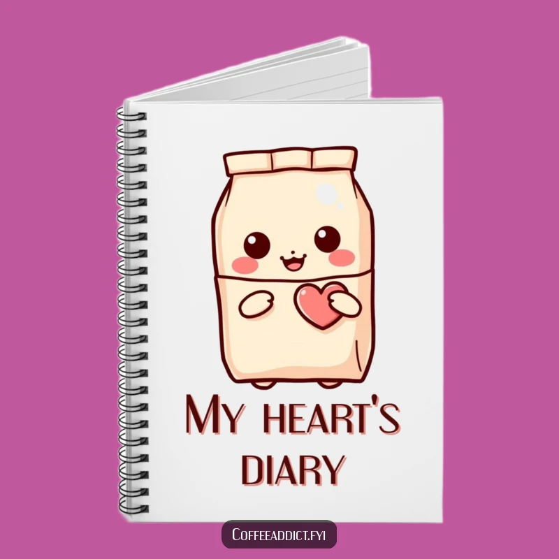 Funny Kawaii Coffee Bag Notebook, Winking Heart Gift for Ideas