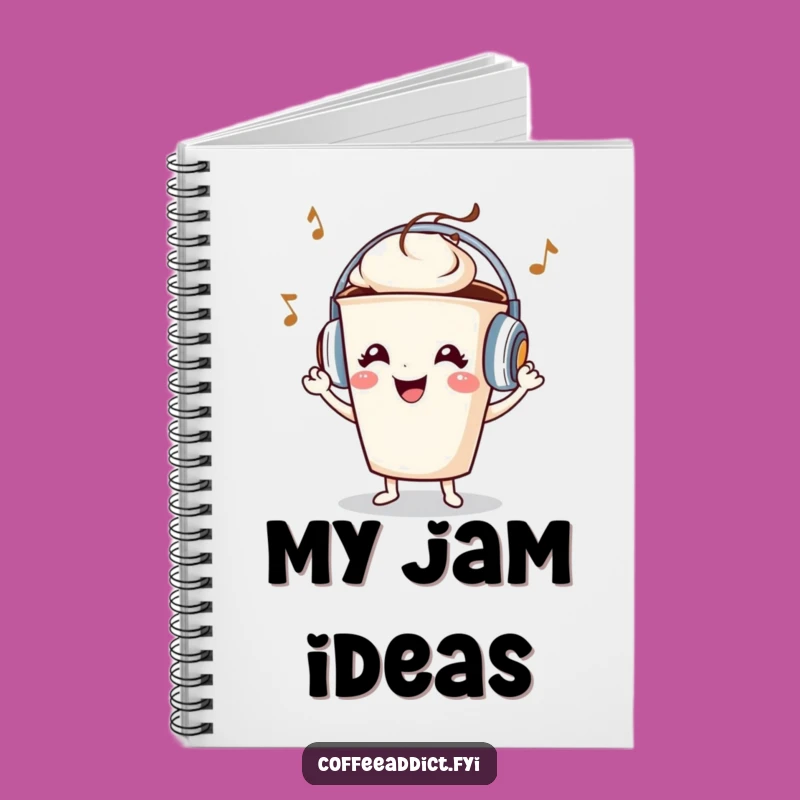 Funny Coffee Cup Headphones Grooving Notebook - Journal Gift for Music Lovers