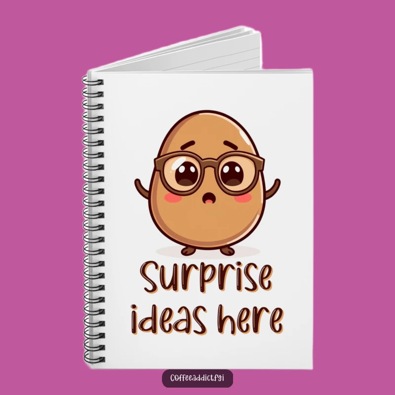 Funny Kawaii Coffee Bean Notebook - Write Surprised Thoughts, Quirky Gift
