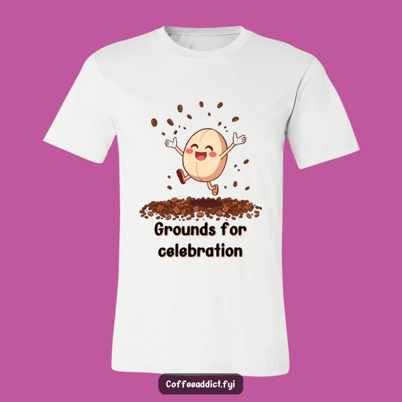 Funny Coffee Bean Leap T-Shirt: Joyful Cartoon Shirt for Coffee Addicts, Funny Gifts