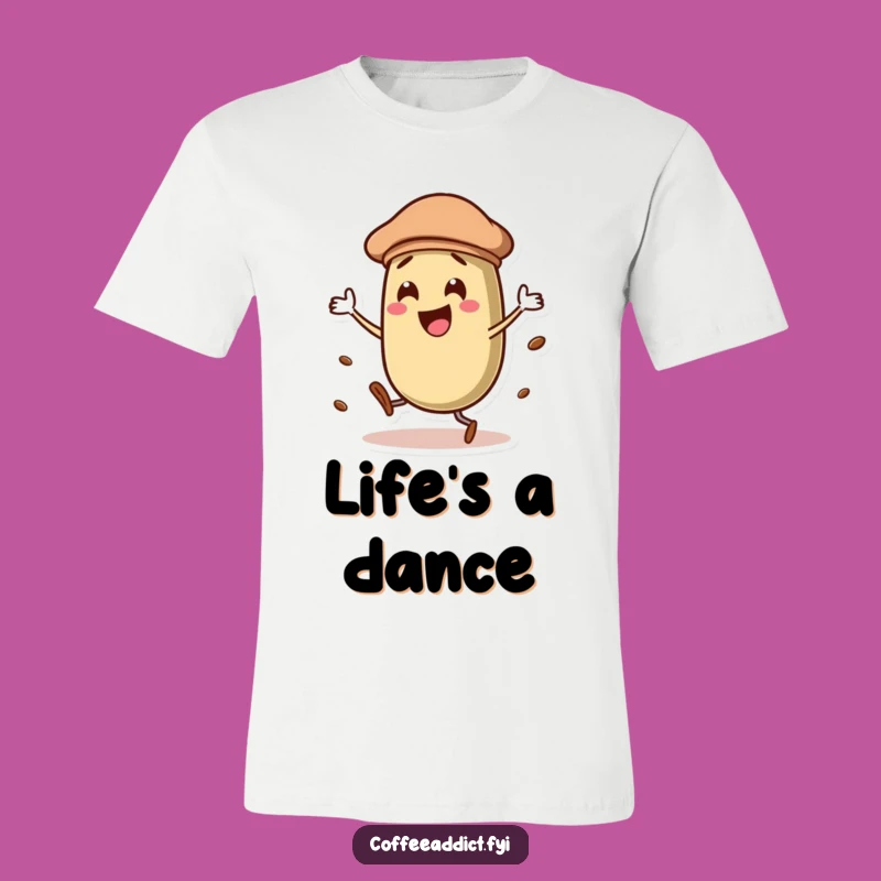 Funny Dancing Beret Coffee Bean T-Shirt, Artistic and Hilarious Coffee Lover Apparel