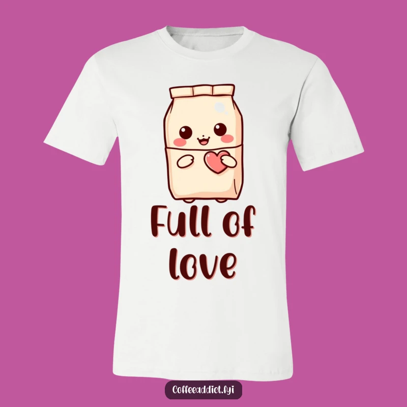Funny Kawaii Coffee Bag T-Shirt, Winking Heart Gift for Coffee Fans