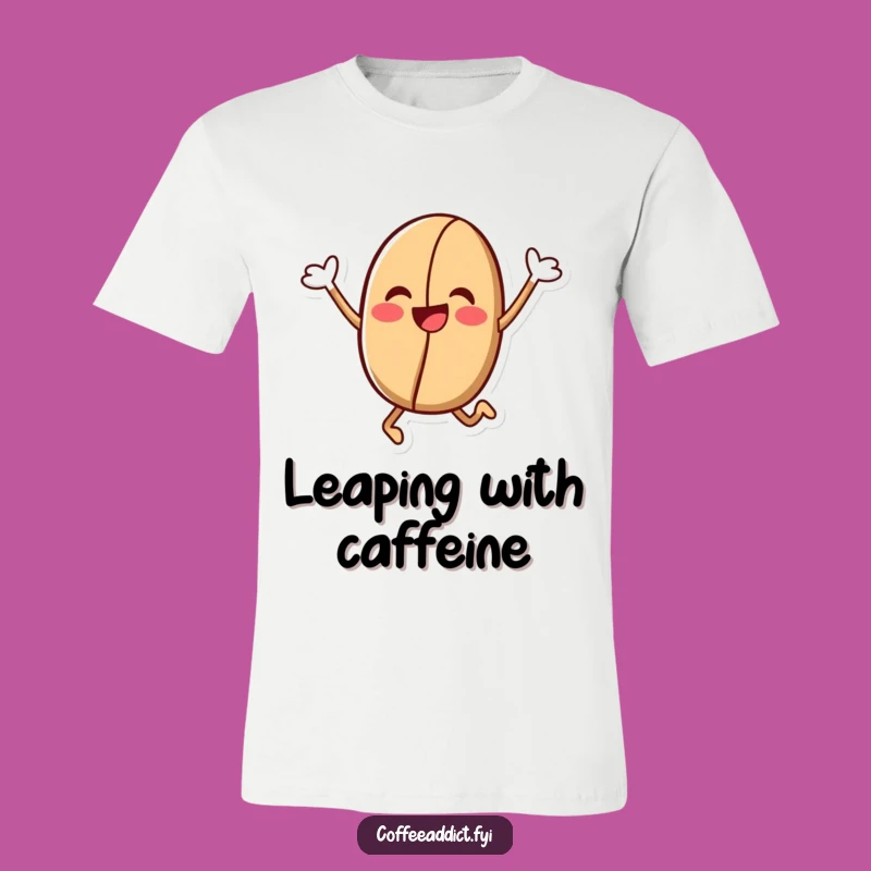Funny Kawaii Coffee Bean T-Shirt: Jump for Joy in Humorous Style