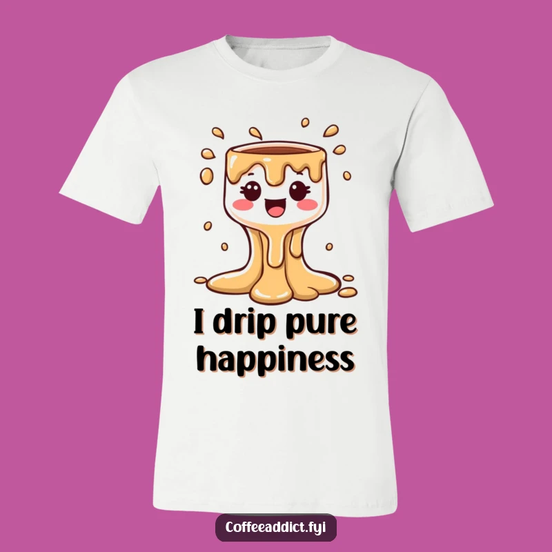 Funny Kawaii Coffee Drip T-Shirt - Joyful Bubbly Cascade Tee