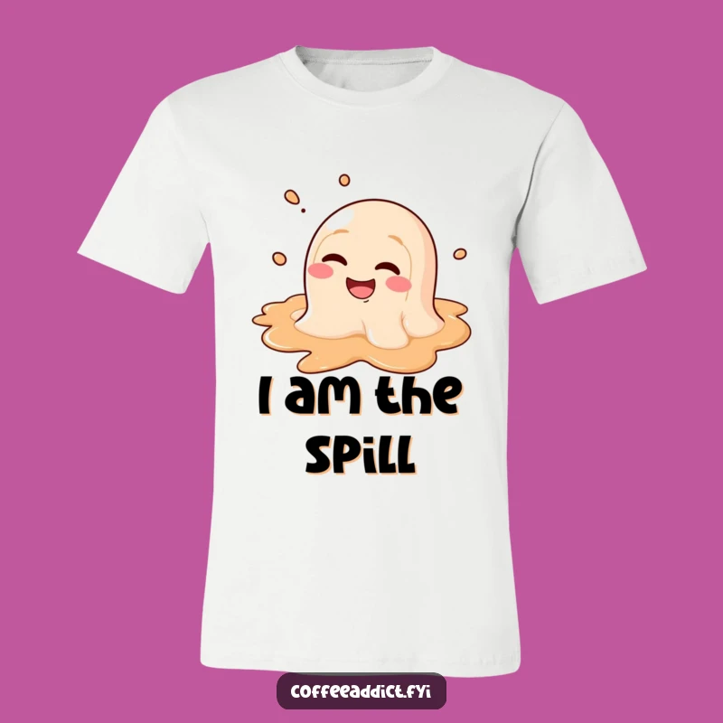 Funny Melting Coffee Puddle T-Shirt - Silly Grin Tee for Coffee Lovers