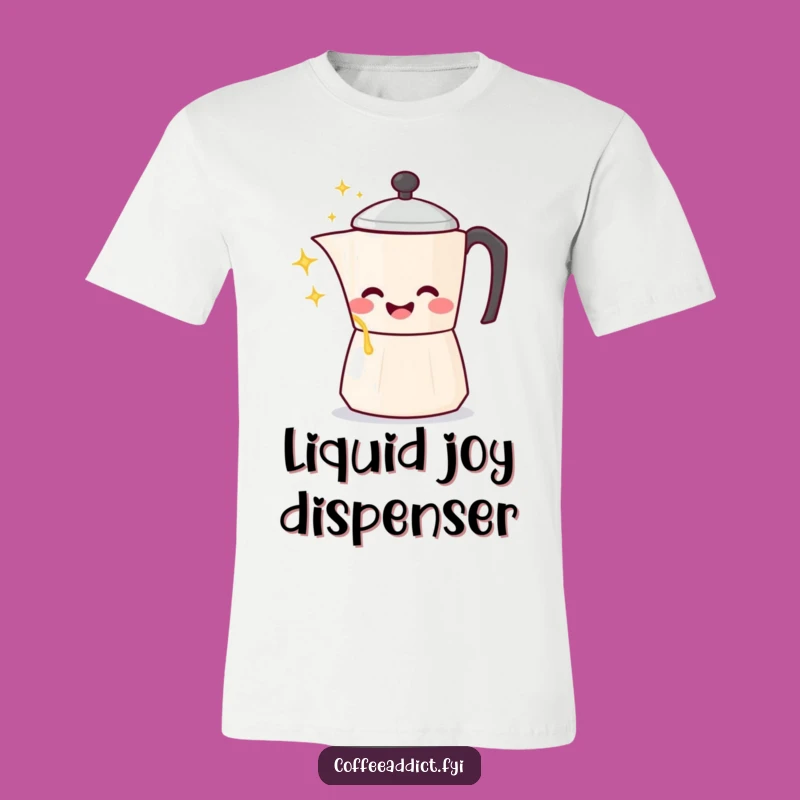 Funny Kawaii Coffee Pot T-Shirt: Gleeful Sparkling Pour, Hilarious Wearable Art
