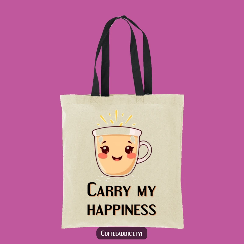 Funny Joyful Coffee Cup Tote Bag: Carry Your Smile - Clever Gift!
