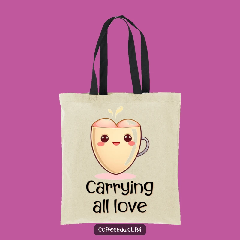 Funny Kawaii Latte Heart Tote Bag - Warm Style, Practical Gift