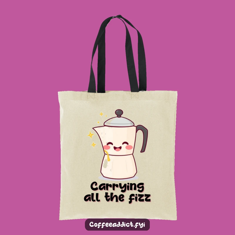 Funny Kawaii Coffee Pot Tote Bag: Gleeful Sparkle, Stylish Hilarious Carry-All