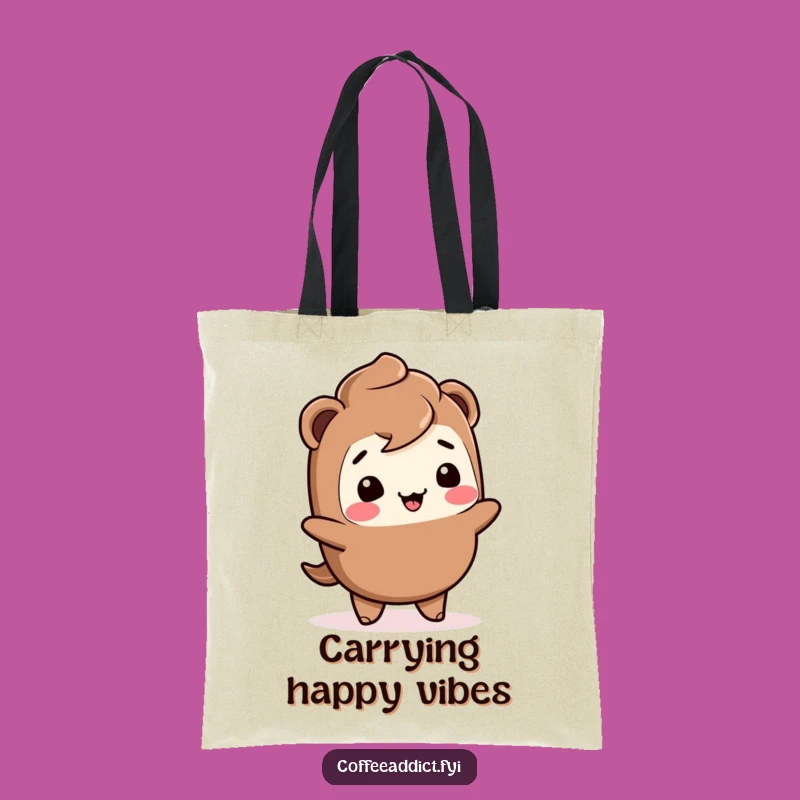 Funny Kawaii Mocha Tote Bag: Giggling Wiggle Carry-All for Essentials