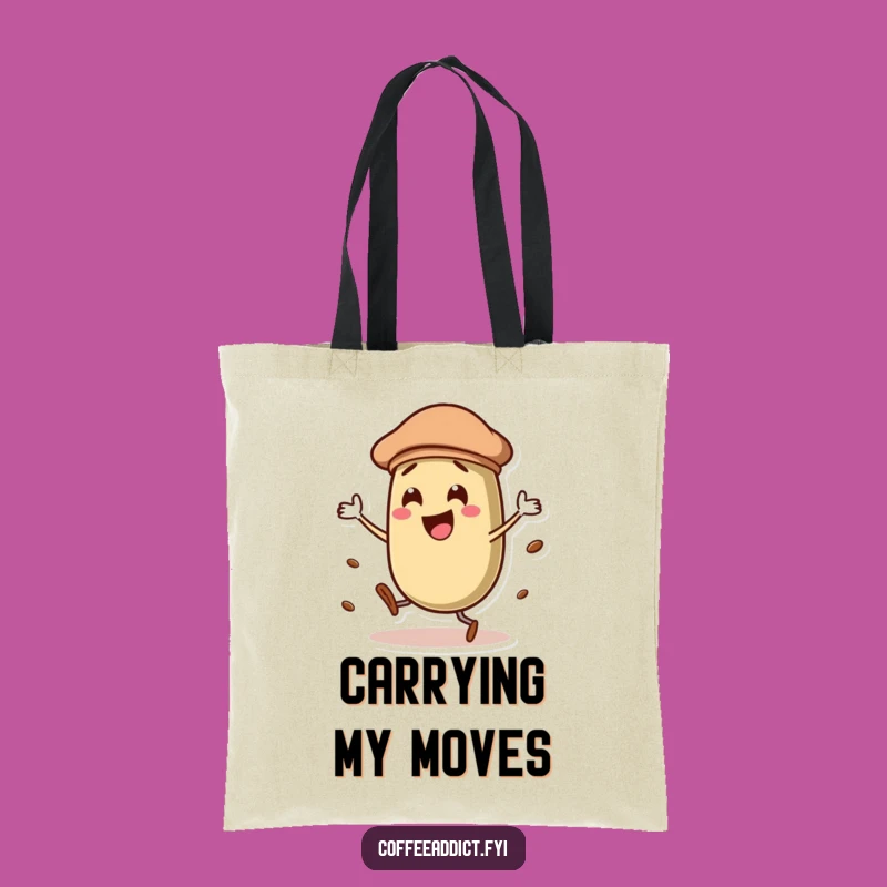 Funny Dancing Beret Coffee Bean Tote Bag, Chic and Humorous Carry-all for Coffee Lovers